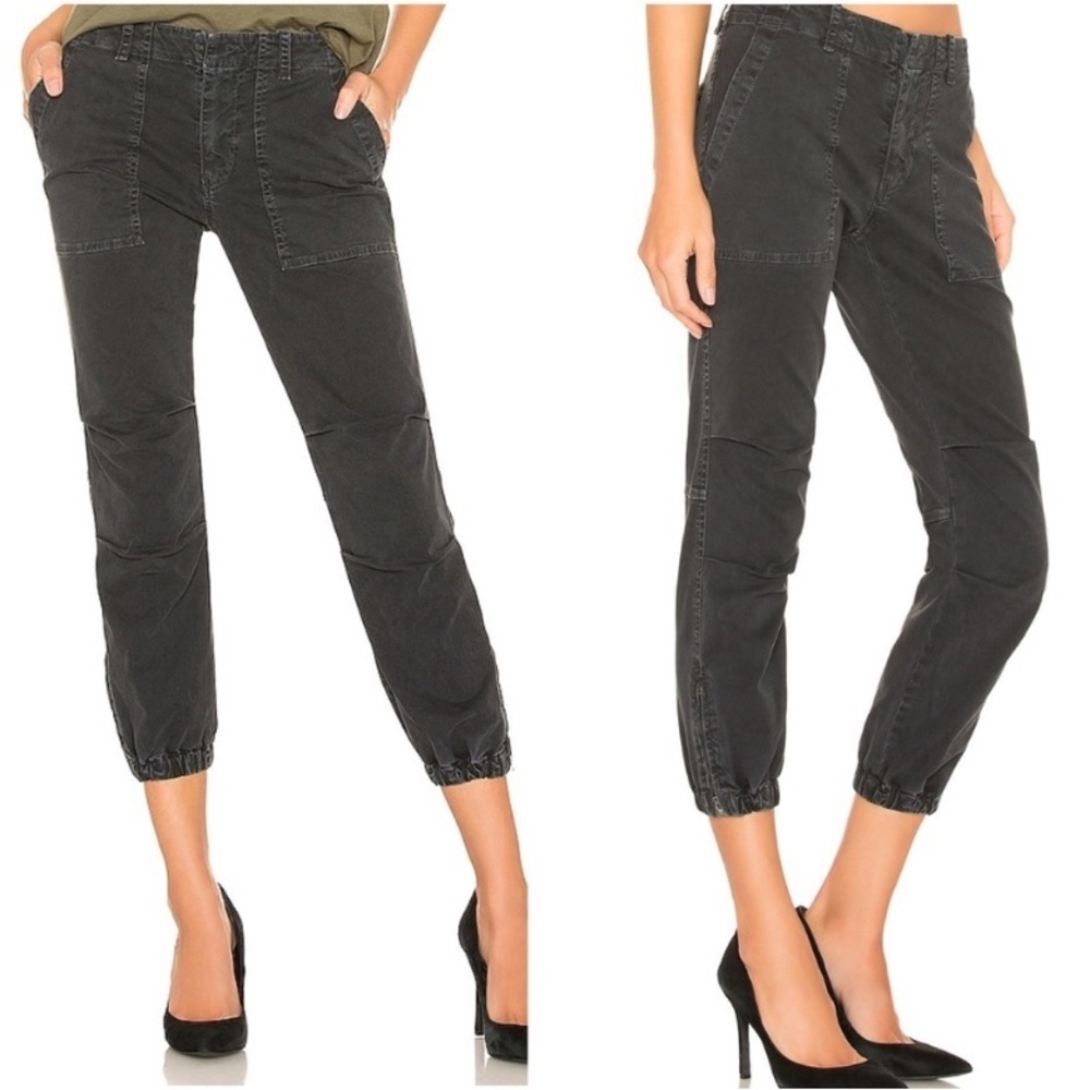 NILI LOTAN‎ Carbon Black Cropped French Military Cotton Twill Zipper Ankle Sz 0